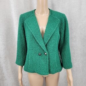 Cabi #532 Ivy Kelly Green Boiled Wool Blend Cropped Blazer Jacket